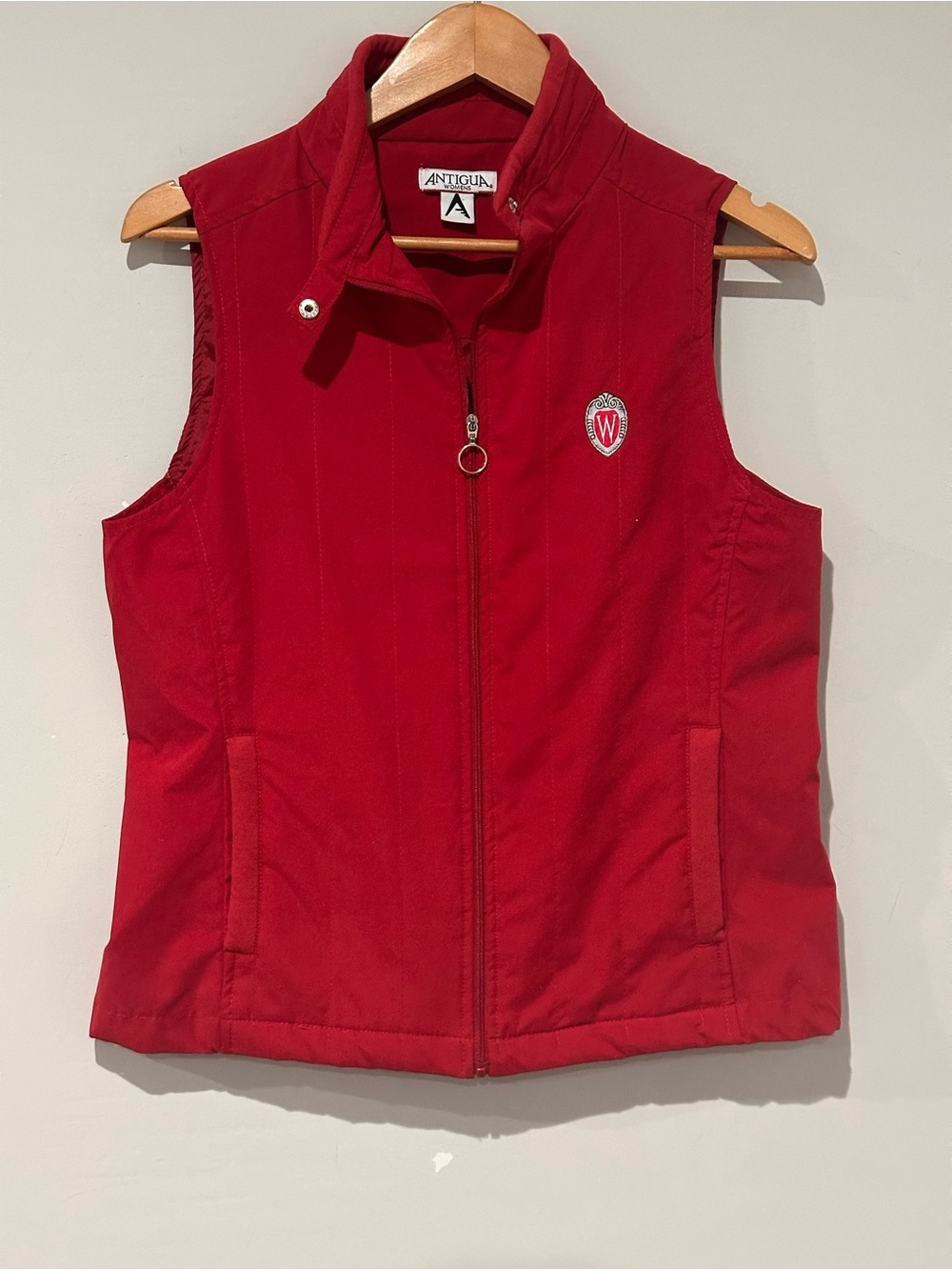 Antigua Women's Red Quilted Zip-Front Vest